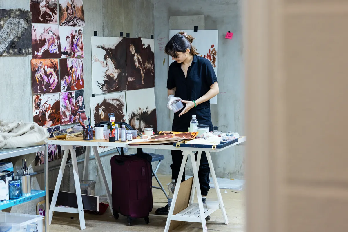 An artist working in Creative Land Trust studio An artist working in Creative Land Trust studio at Wallis Road