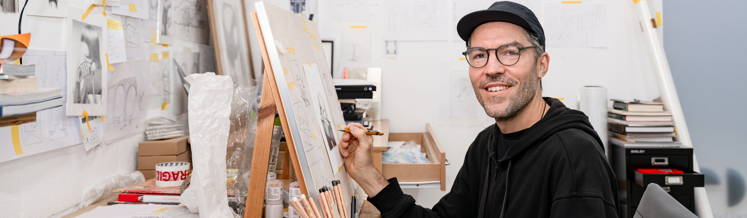 Artist working in one of Creative London Trust’s London Studios Artist working in one of CLT's London Studios