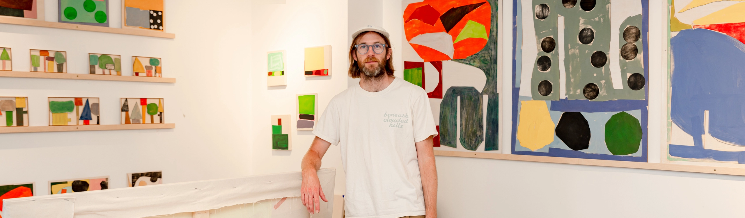 An artist in his studio at Alice Billing House Open Day, Creative Land Trust